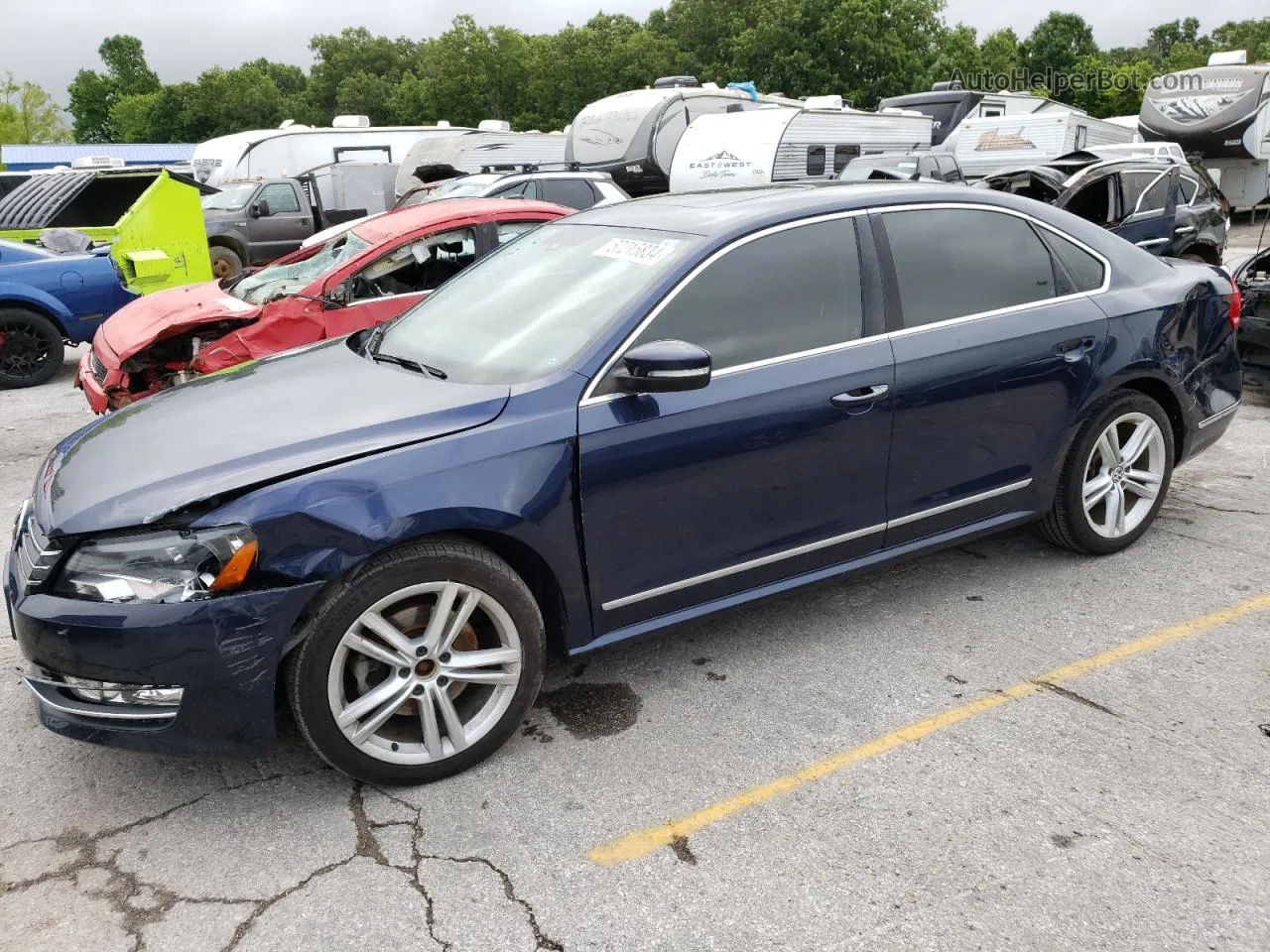 2014 Volkswagen Passat Se Синий vin: 1VWBN7A31EC053062