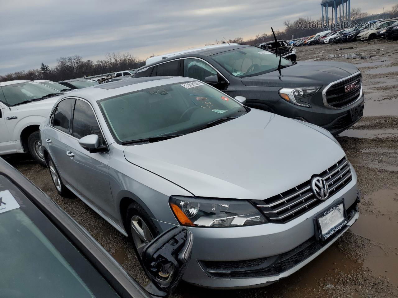 2012 Volkswagen Passat Se Silver vin: 1VWBN7A32CC025591