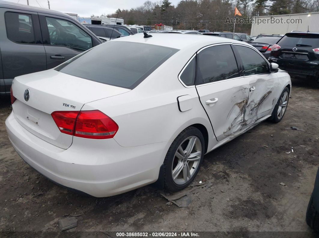 2014 Volkswagen Passat 2.0l Tdi Se White vin: 1VWBN7A32EC104424