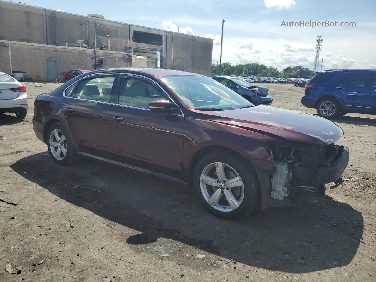 2013 Volkswagen Passat Se Burgundy vin: 1VWBN7A33DC145126