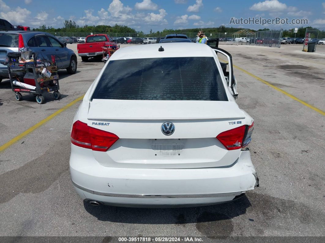 2014 Volkswagen Passat 2.0l Tdi Se White vin: 1VWBN7A33EC073054