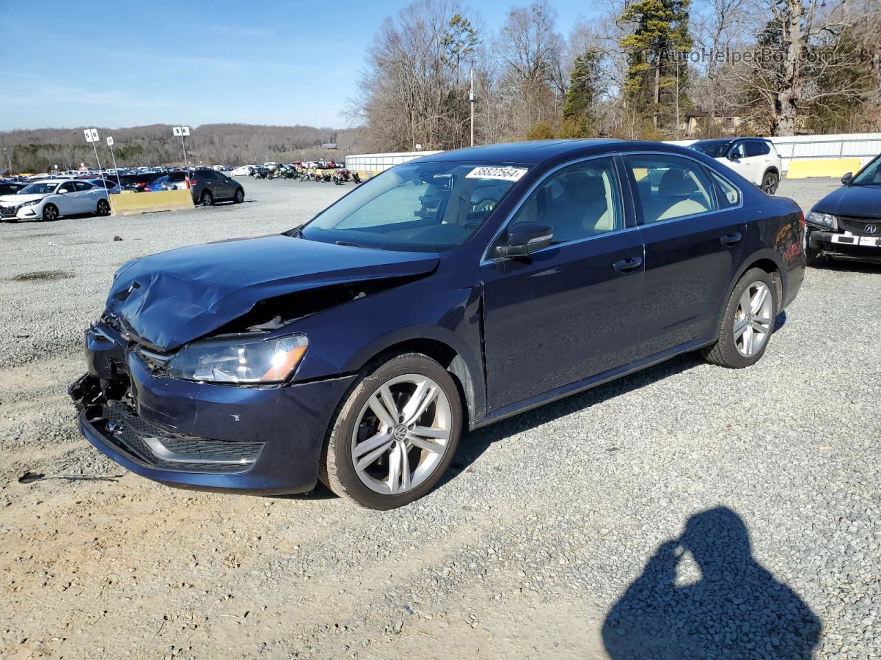 2014 Volkswagen Passat Se Синий vin: 1VWBN7A33EC106263