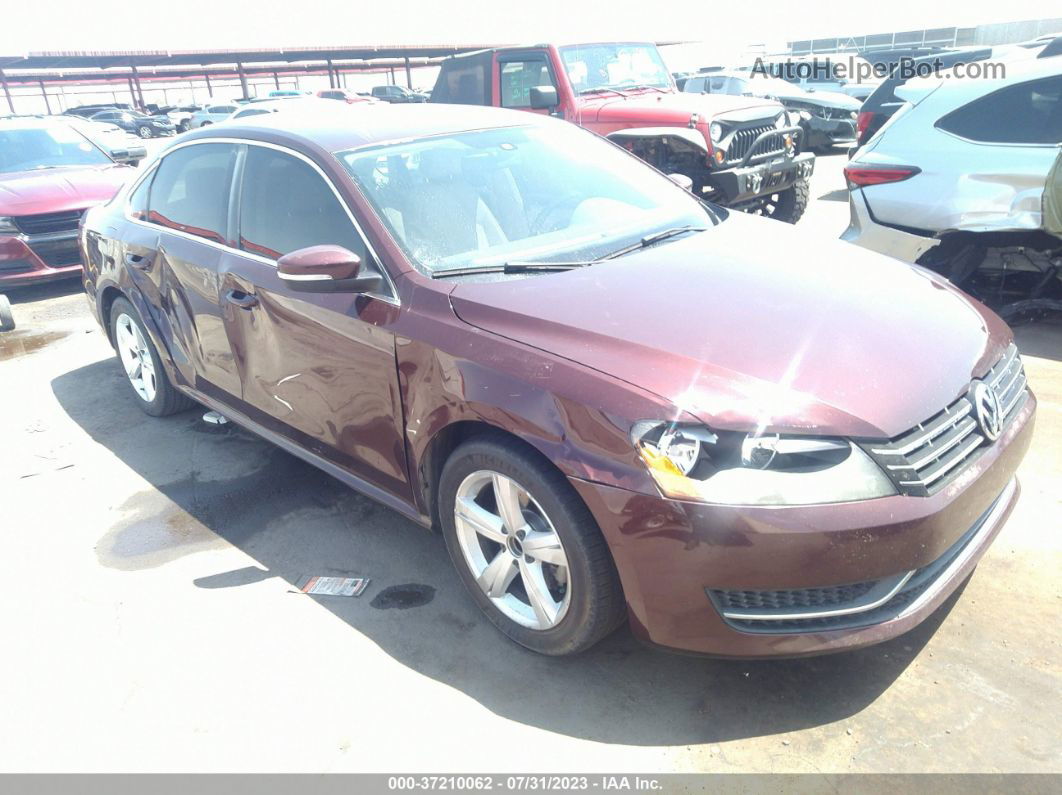 2013 Volkswagen Passat Tdi Se W/sunroof Maroon vin: 1VWBN7A37DC037091