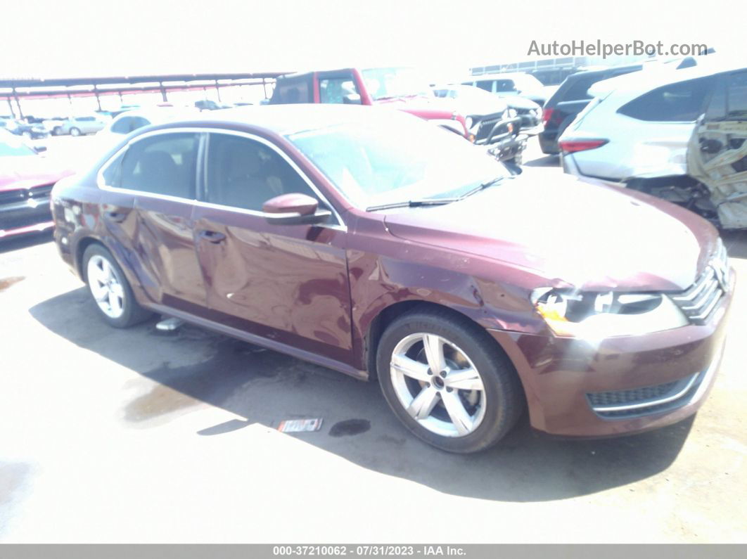 2013 Volkswagen Passat Tdi Se W/sunroof Maroon vin: 1VWBN7A37DC037091