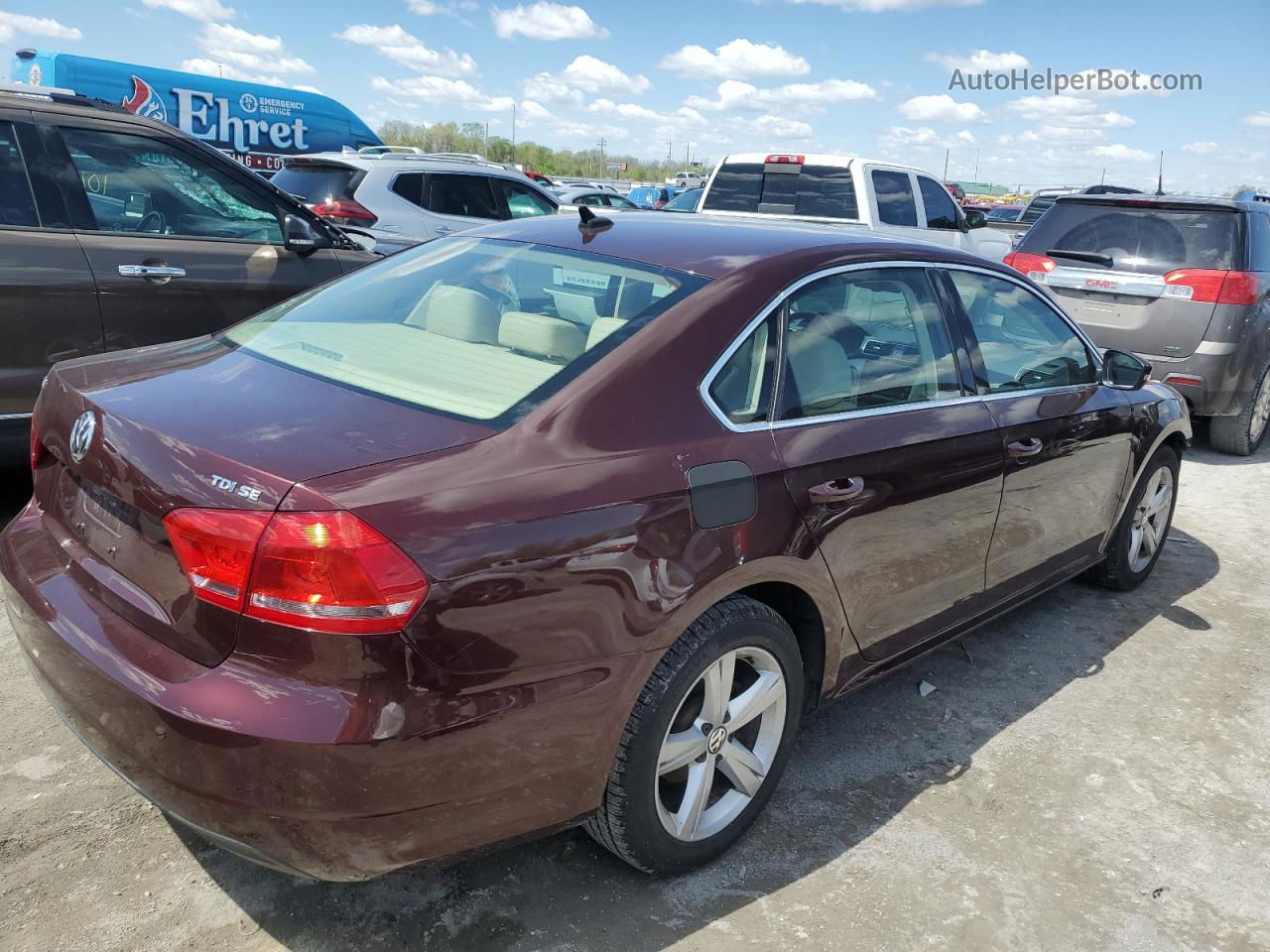 2013 Volkswagen Passat Se Burgundy vin: 1VWBN7A39DC005744