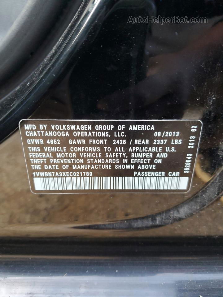 2014 Volkswagen Passat Se Black vin: 1VWBN7A3XEC021789