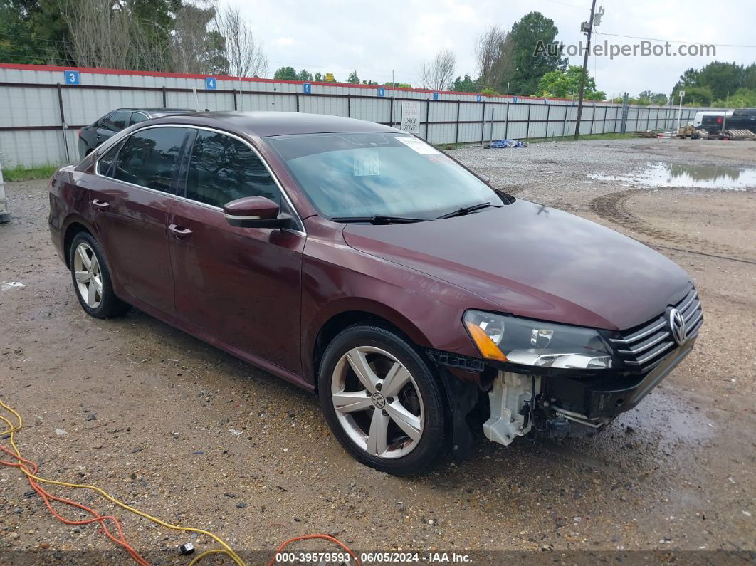 2013 Volkswagen Passat 2.5l Se Red vin: 1VWBP7A33DC112704