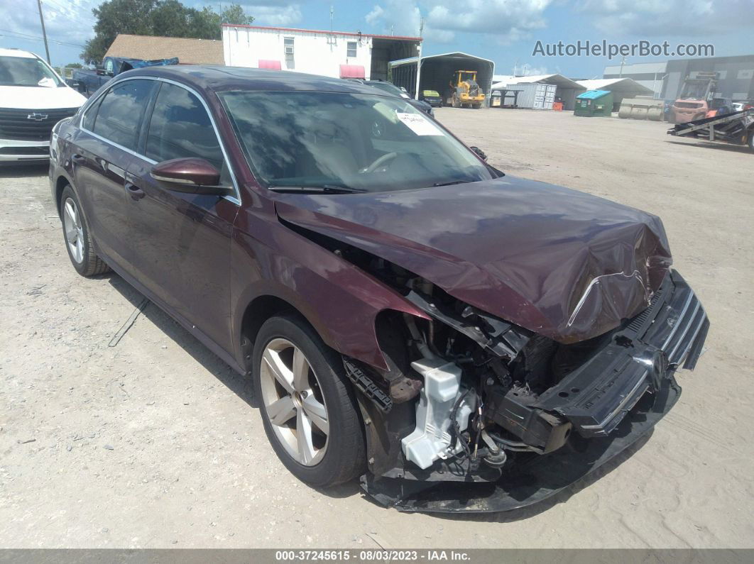 2012 Volkswagen Passat Se W/sunroof Maroon vin: 1VWBP7A35CC090610