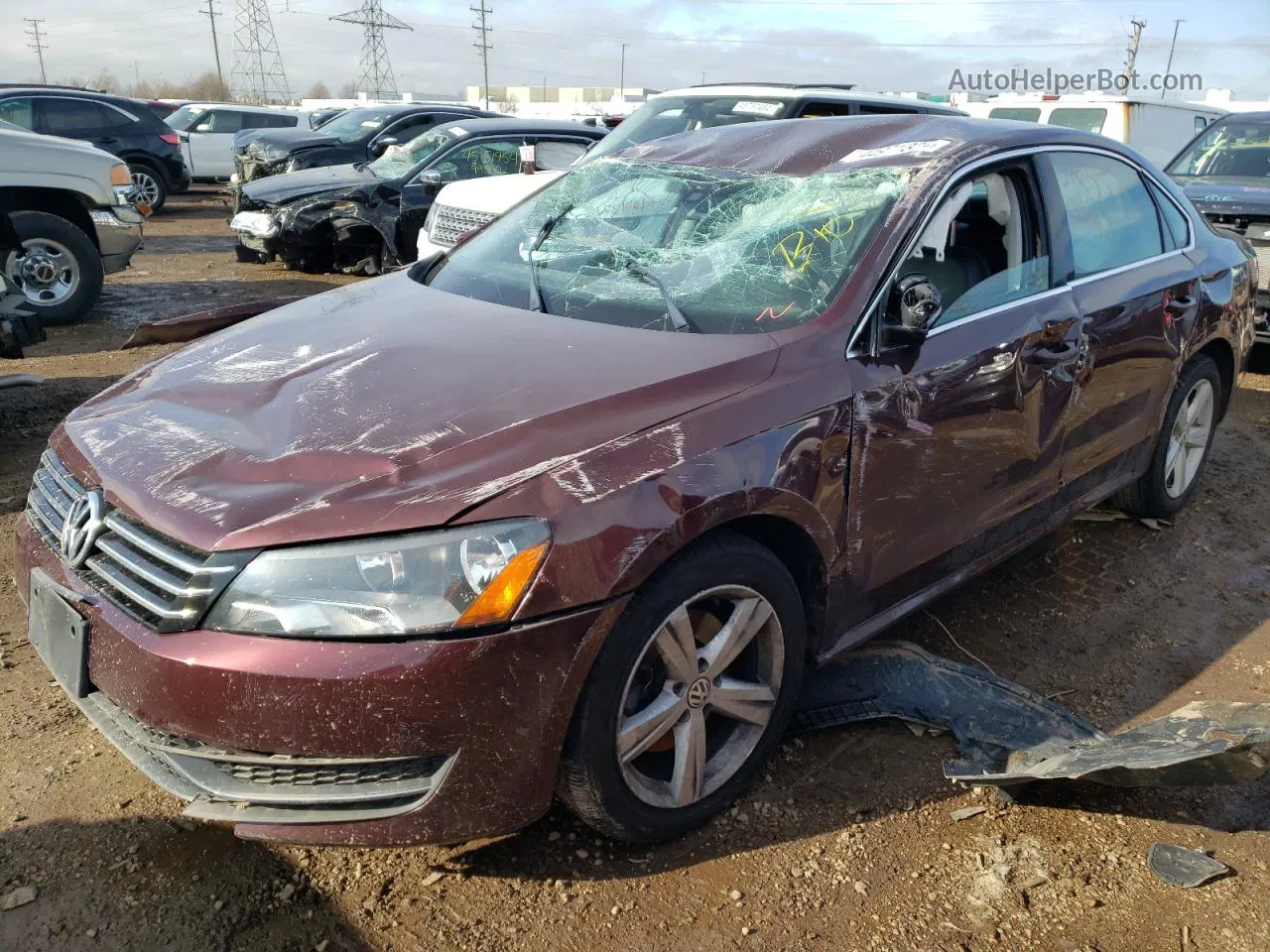 2013 Volkswagen Passat Se Red vin: 1VWBP7A36DC118240