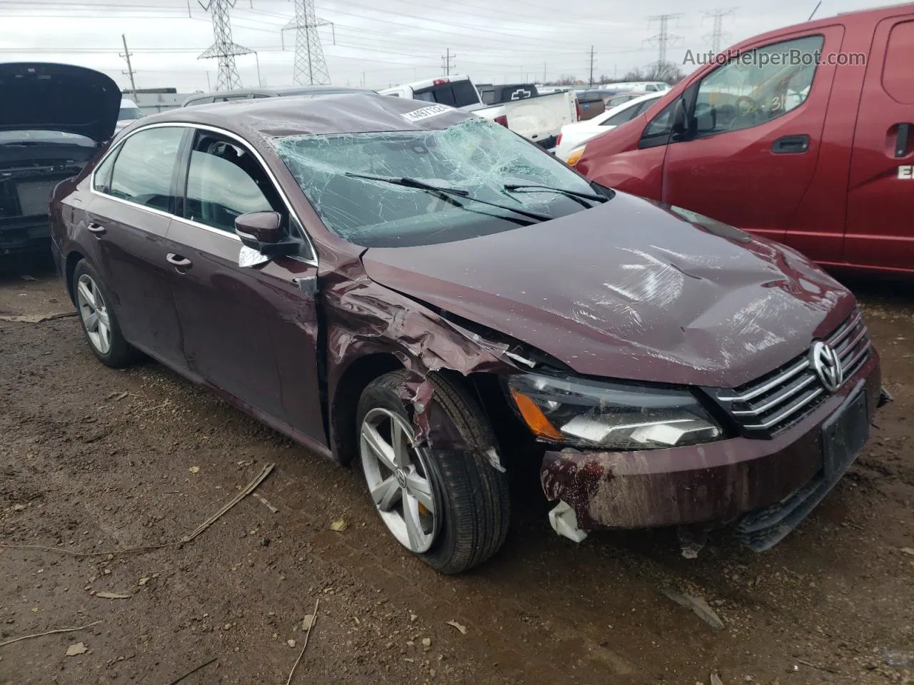 2013 Volkswagen Passat Se Red vin: 1VWBP7A36DC118240