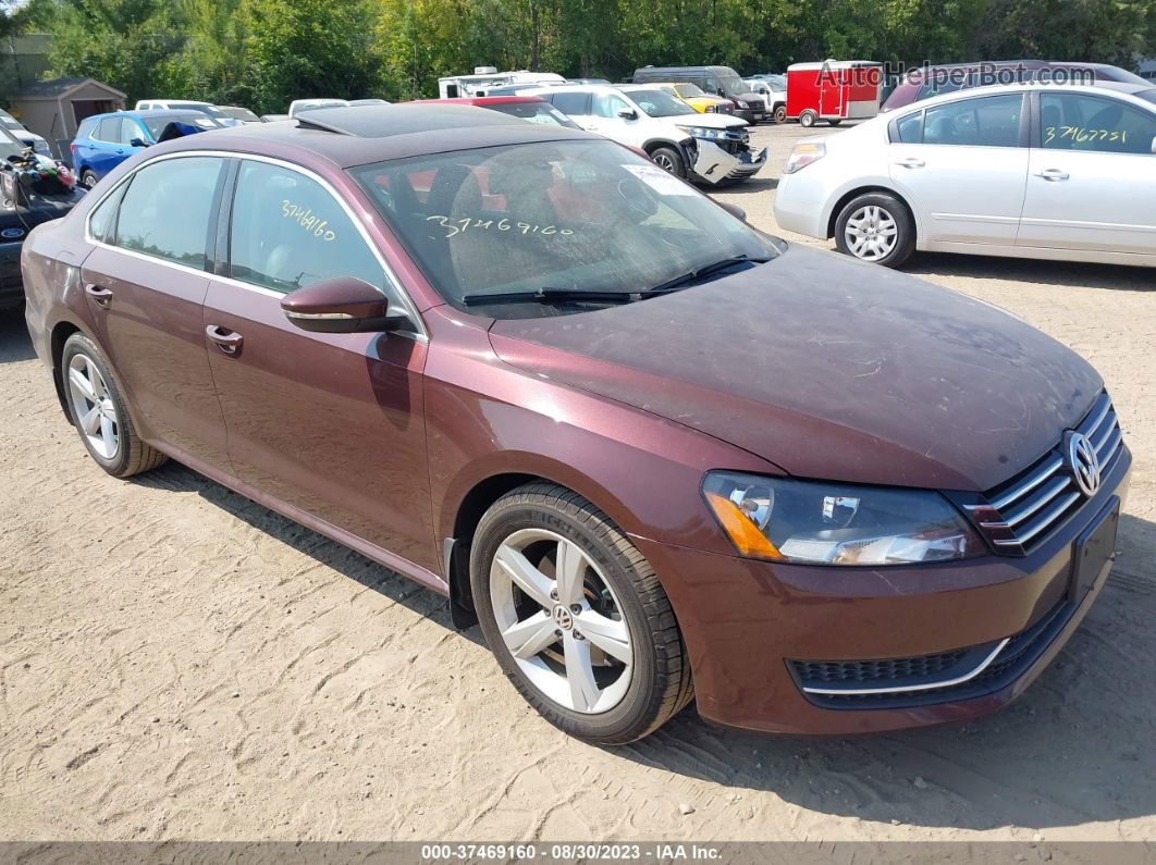 2012 Volkswagen Passat Se W/sunroof & Nav Pzev Maroon vin: 1VWBP7A37CC040548