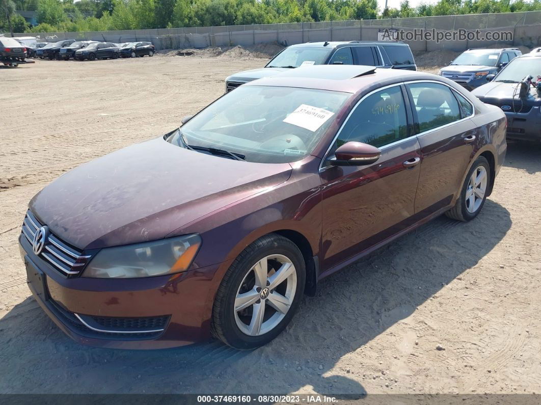 2012 Volkswagen Passat Se W/sunroof & Nav Pzev Maroon vin: 1VWBP7A37CC040548