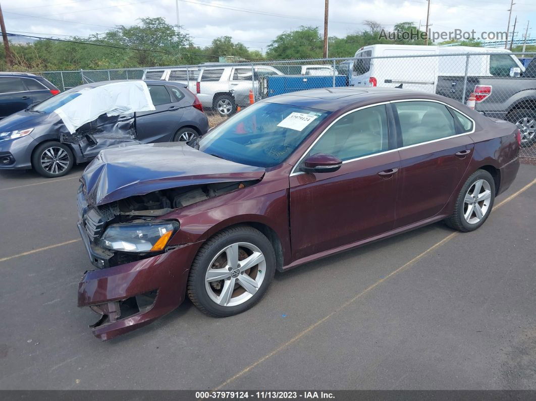 2012 Volkswagen Passat 2.5l Se Бордовый vin: 1VWBP7A39CC090450