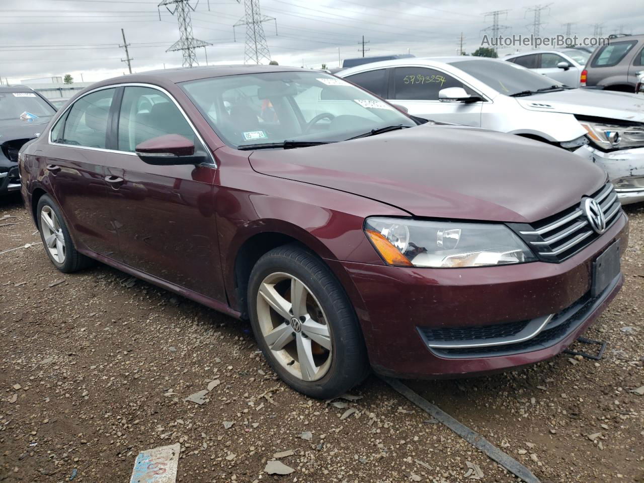 2012 Volkswagen Passat Se Maroon vin: 1VWBP7A3XCC015286