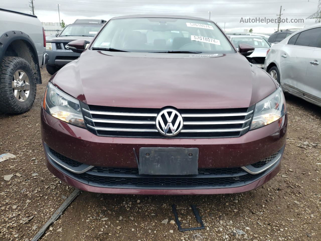 2012 Volkswagen Passat Se Maroon vin: 1VWBP7A3XCC015286