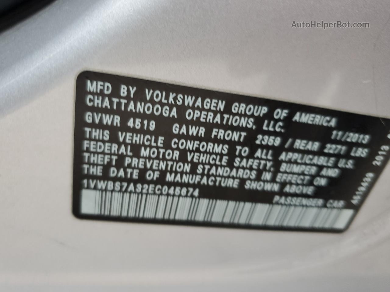 2014 Volkswagen Passat Se Silver vin: 1VWBS7A32EC045674
