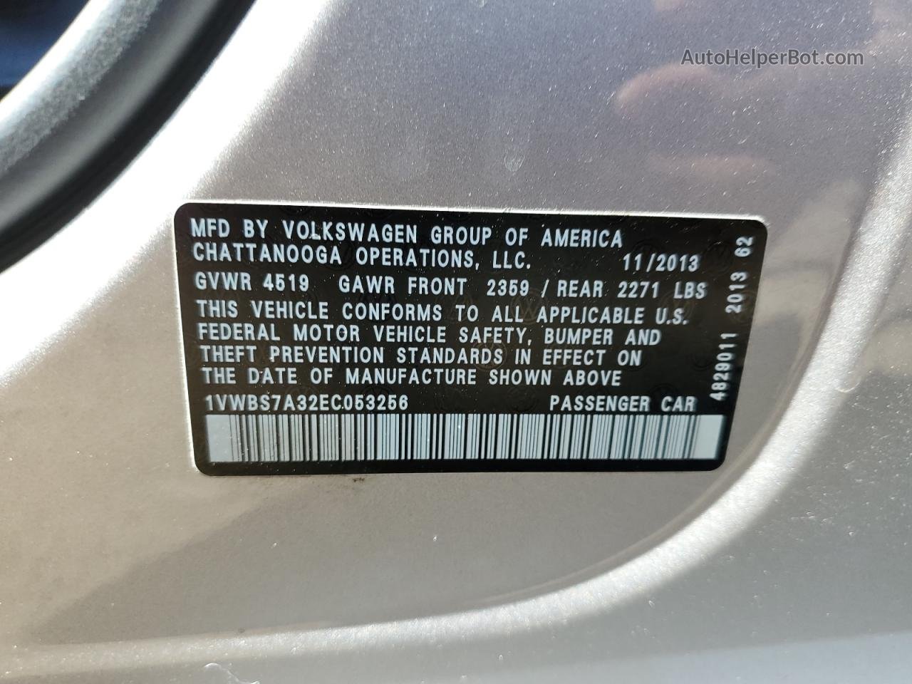 2014 Volkswagen Passat Se Gray vin: 1VWBS7A32EC053256
