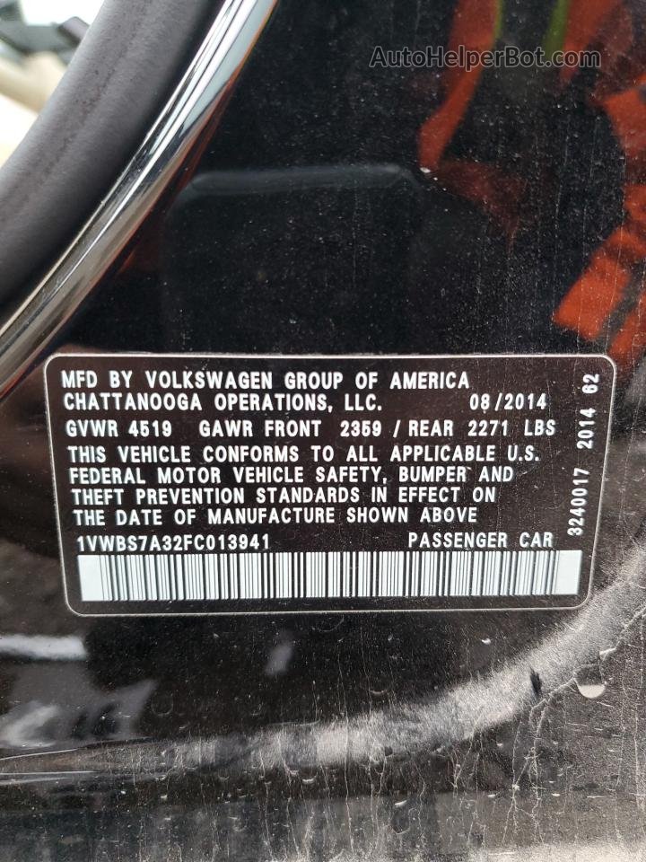 2015 Volkswagen Passat Se Черный vin: 1VWBS7A32FC013941