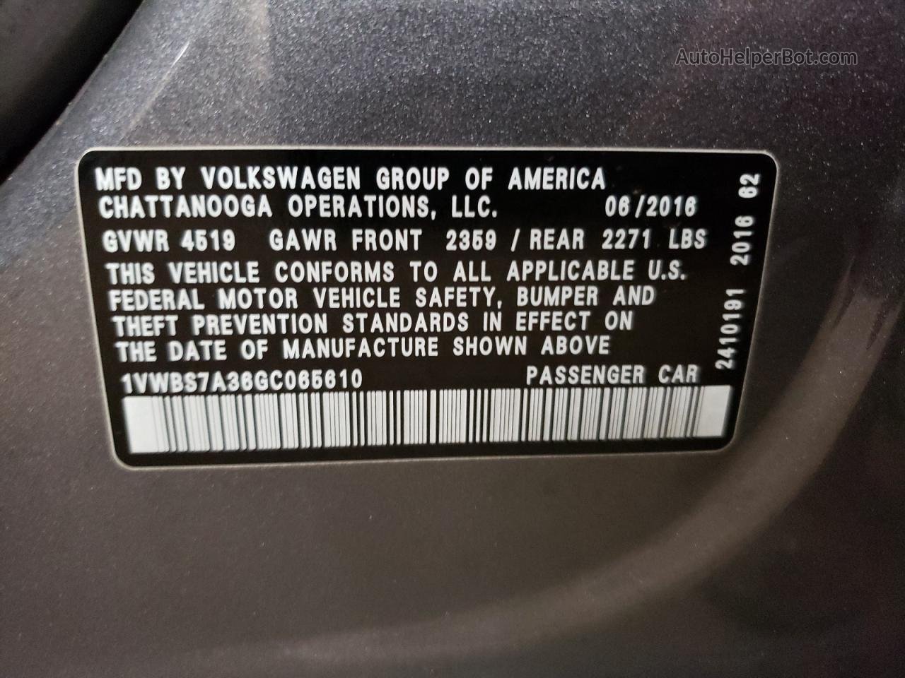 2016 Volkswagen Passat Se Gray vin: 1VWBS7A36GC065610