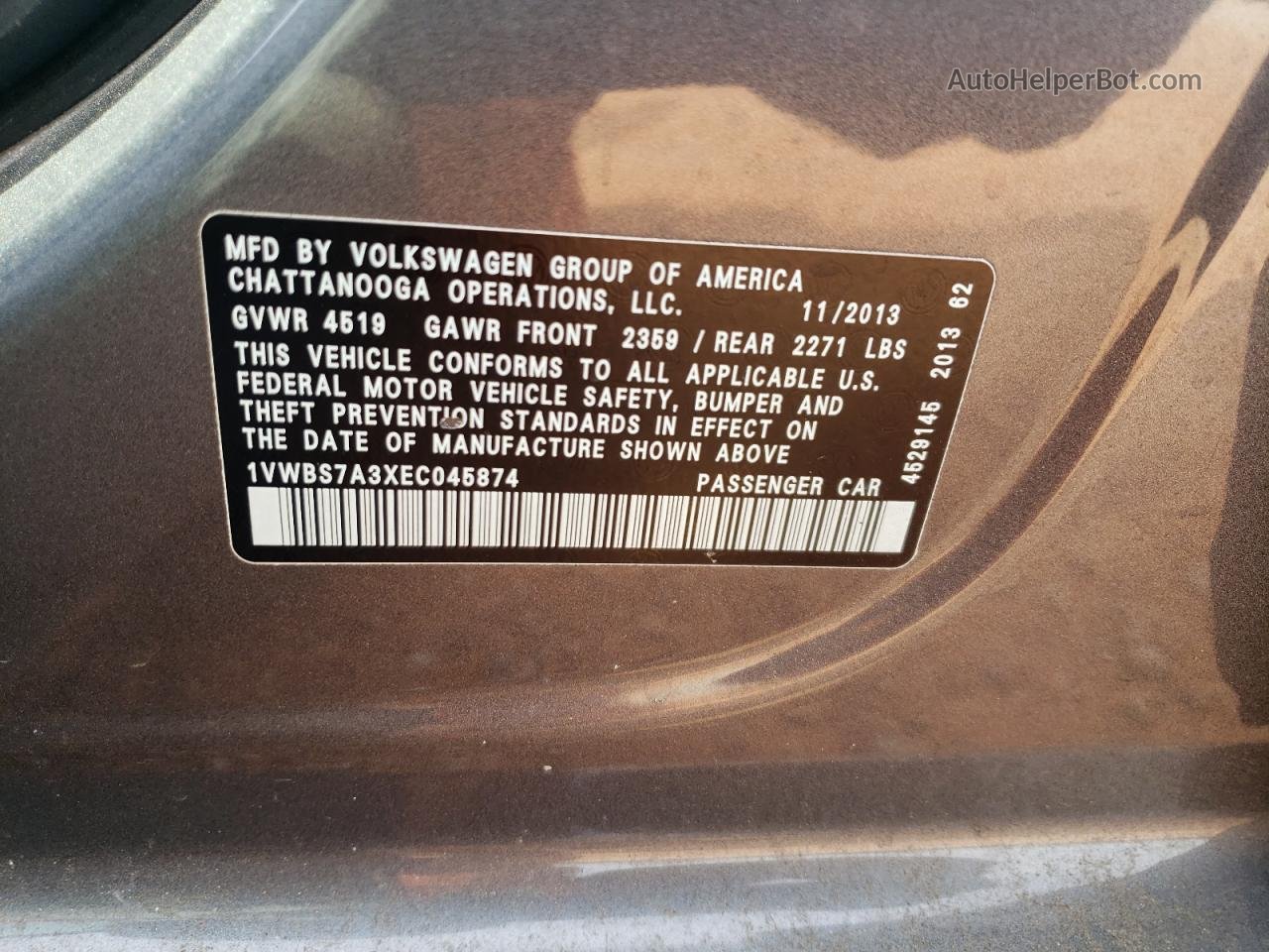 2014 Volkswagen Passat Se Gray vin: 1VWBS7A3XEC045874