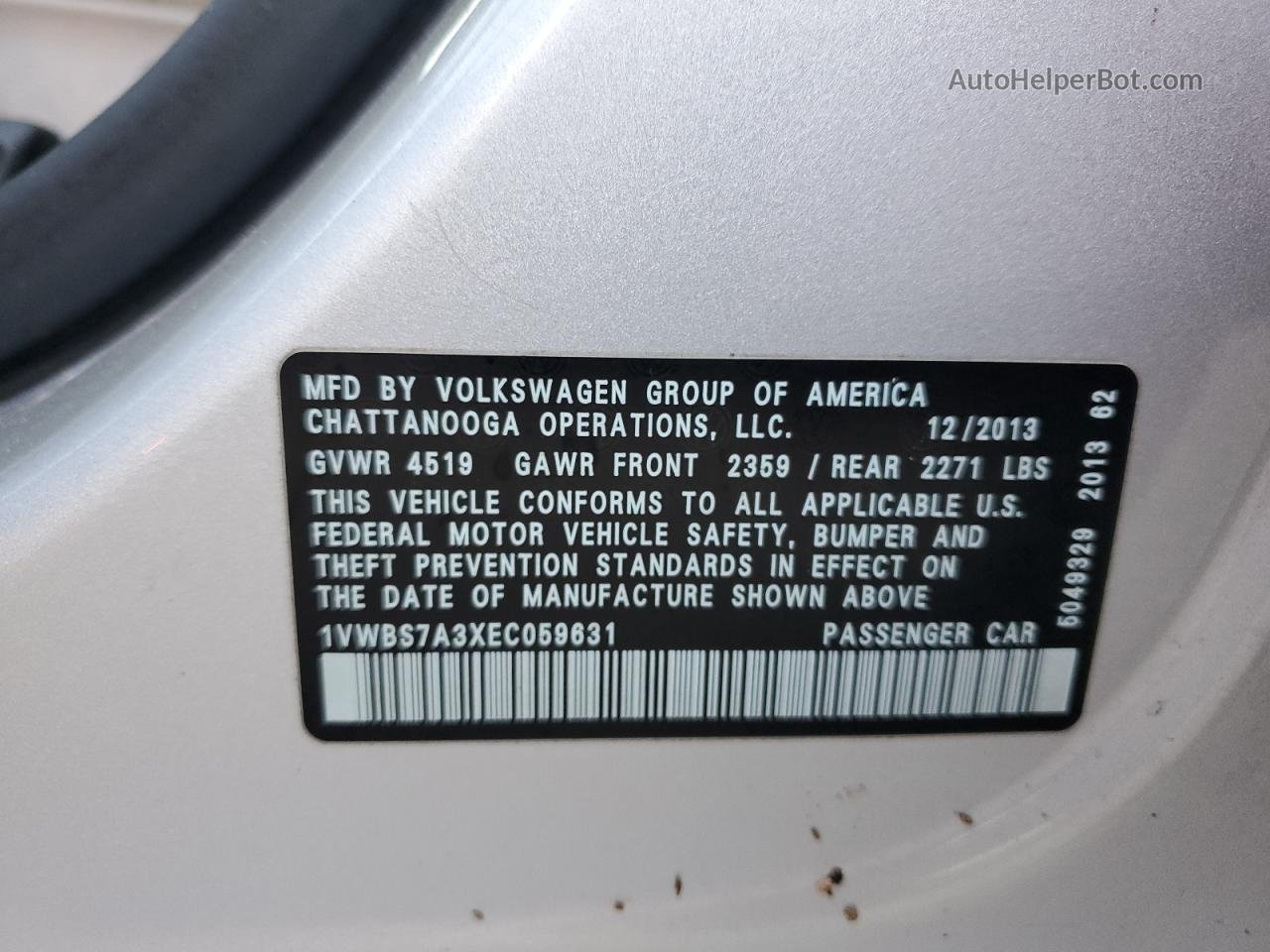 2014 Volkswagen Passat Se Серебряный vin: 1VWBS7A3XEC059631
