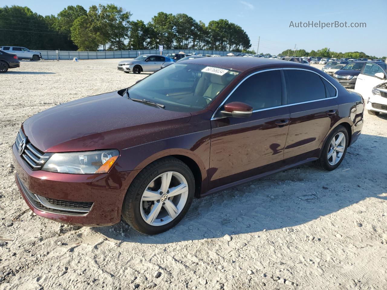 2014 Volkswagen Passat Se Burgundy vin: 1VWBT7A33EC037306