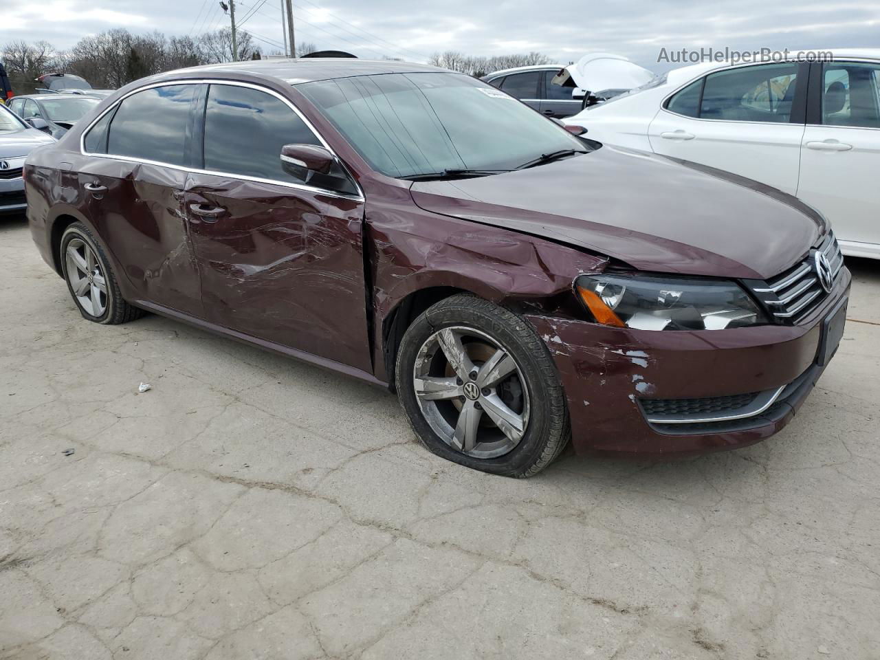 2014 Volkswagen Passat Se Maroon vin: 1VWBT7A33EC063601