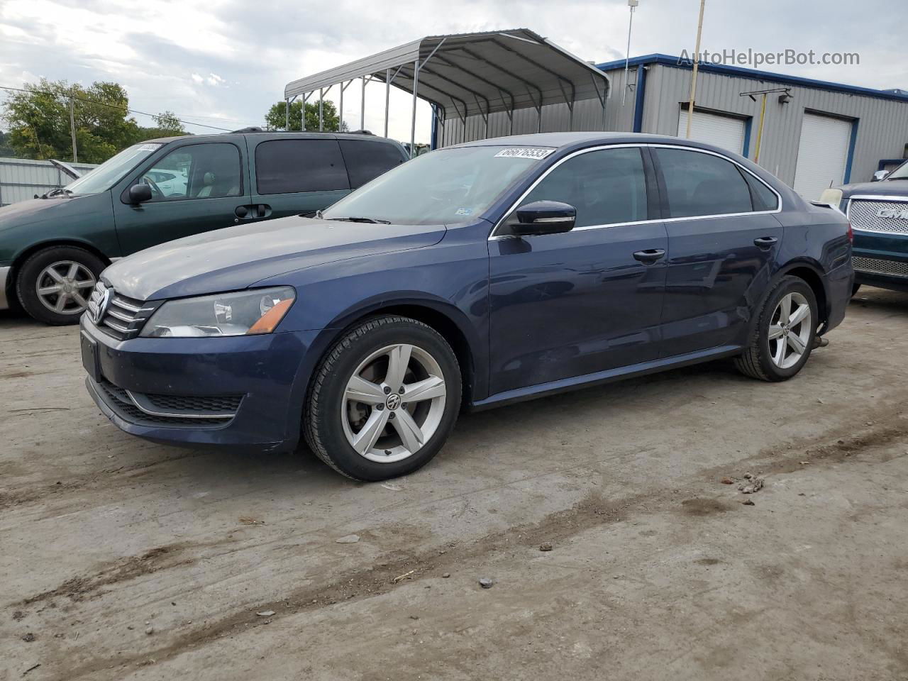 2014 Volkswagen Passat Se Синий vin: 1VWBT7A35EC049781