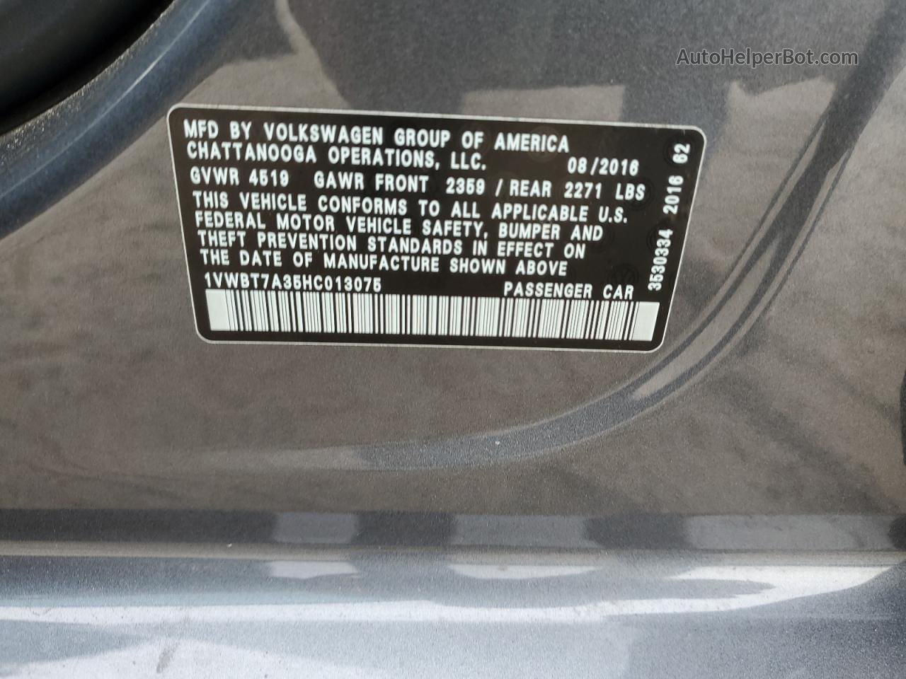 2017 Volkswagen Passat Se Black vin: 1VWBT7A35HC013075