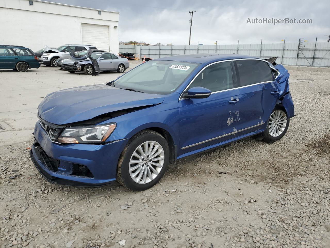 2017 Volkswagen Passat Se Синий vin: 1VWBT7A35HC054032