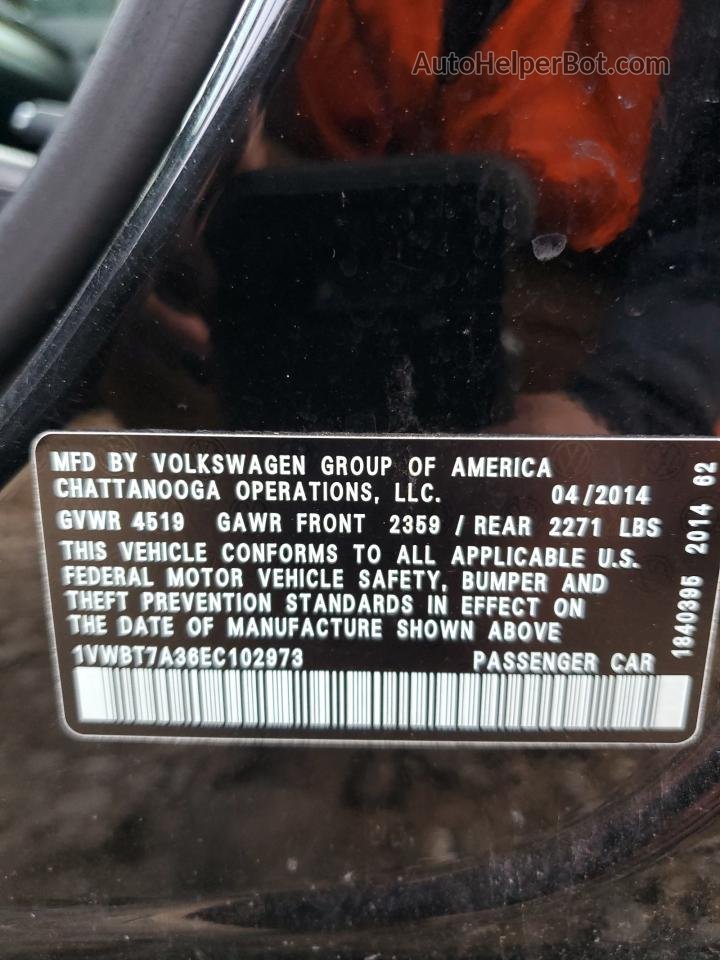 2014 Volkswagen Passat Se Черный vin: 1VWBT7A36EC102973