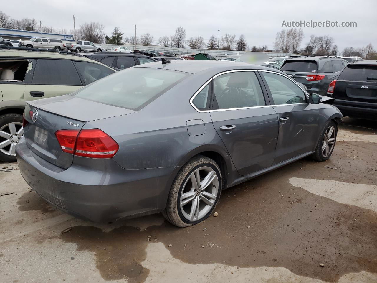 2014 Volkswagen Passat Se Gray vin: 1VWBT7A37EC048065