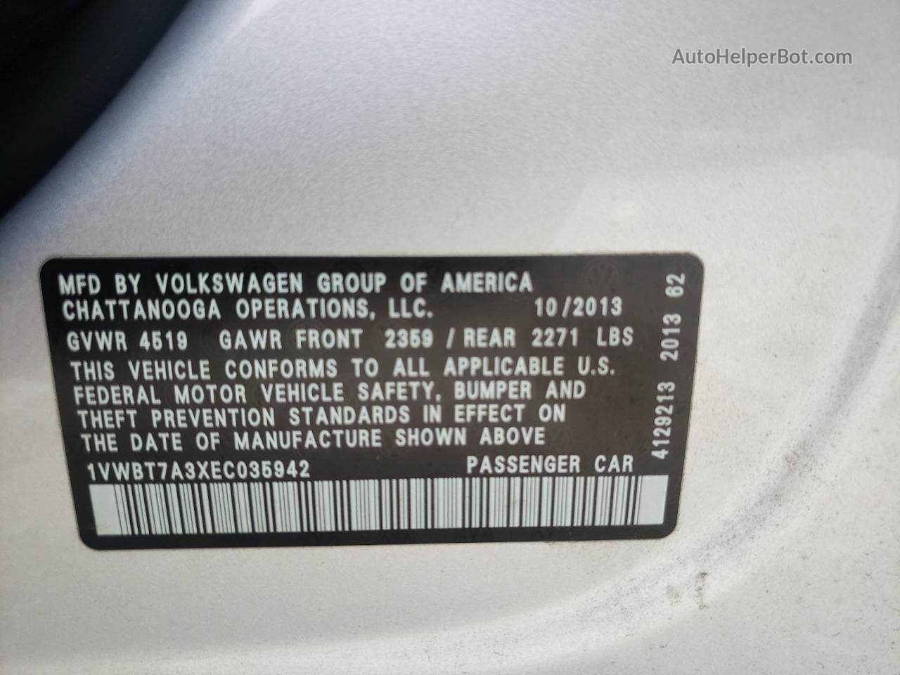 2014 Volkswagen Passat Se Silver vin: 1VWBT7A3XEC035942