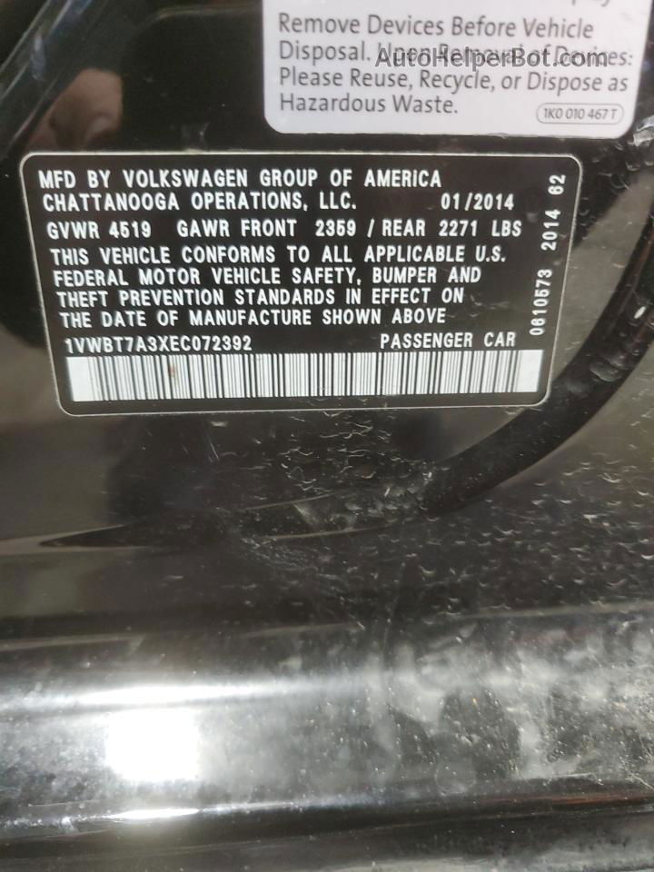 2014 Volkswagen Passat Se Black vin: 1VWBT7A3XEC072392