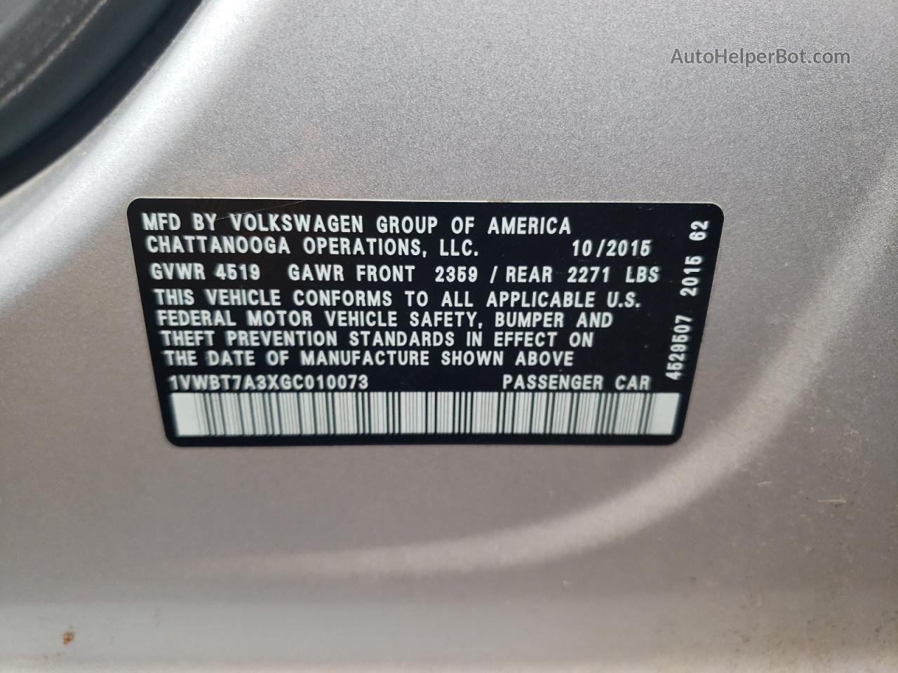 2016 Volkswagen Passat Se Silver vin: 1VWBT7A3XGC010073