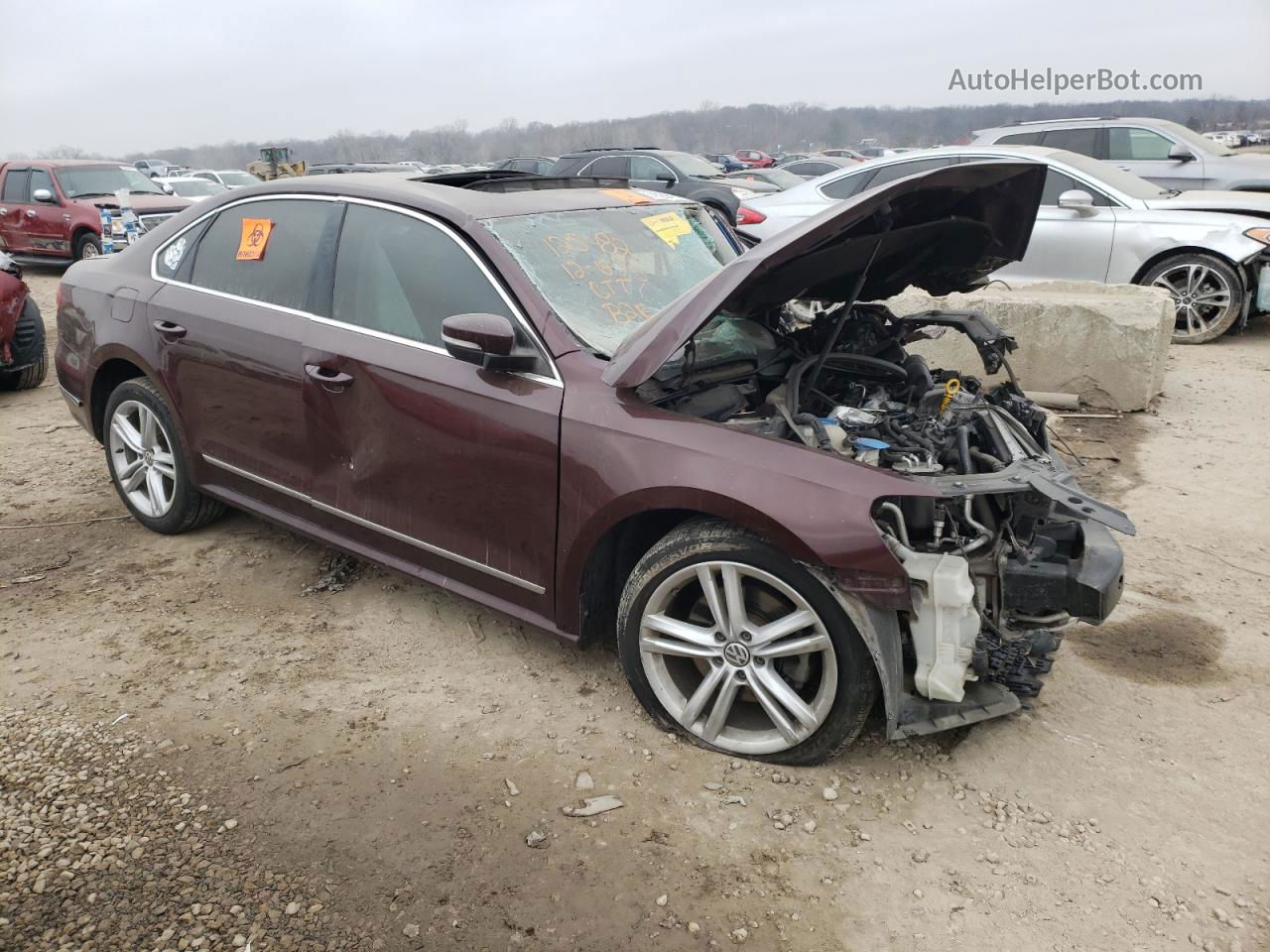 2014 Volkswagen Passat Sel Maroon vin: 1VWCN7A31EC033690