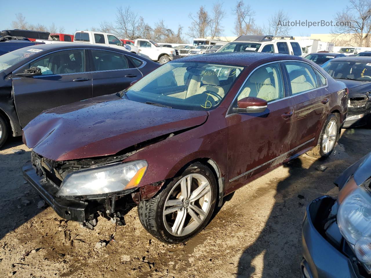 2014 Volkswagen Passat Sel Бордовый vin: 1VWCN7A34EC051083