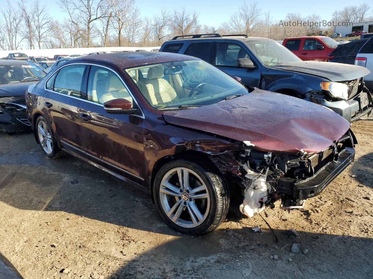 2014 Volkswagen Passat Sel Burgundy vin: 1VWCN7A34EC051083