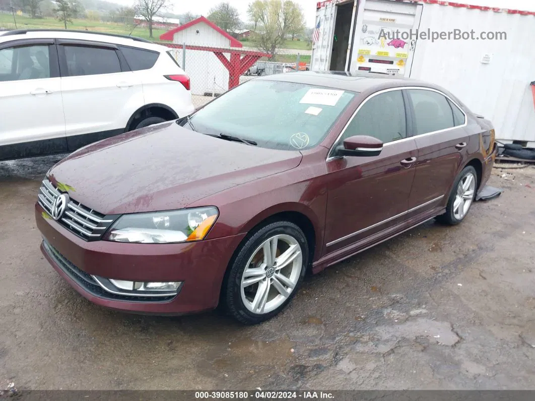 2013 Volkswagen Passat 2.0l Tdi Sel Premium Maroon vin: 1VWCN7A35DC105618