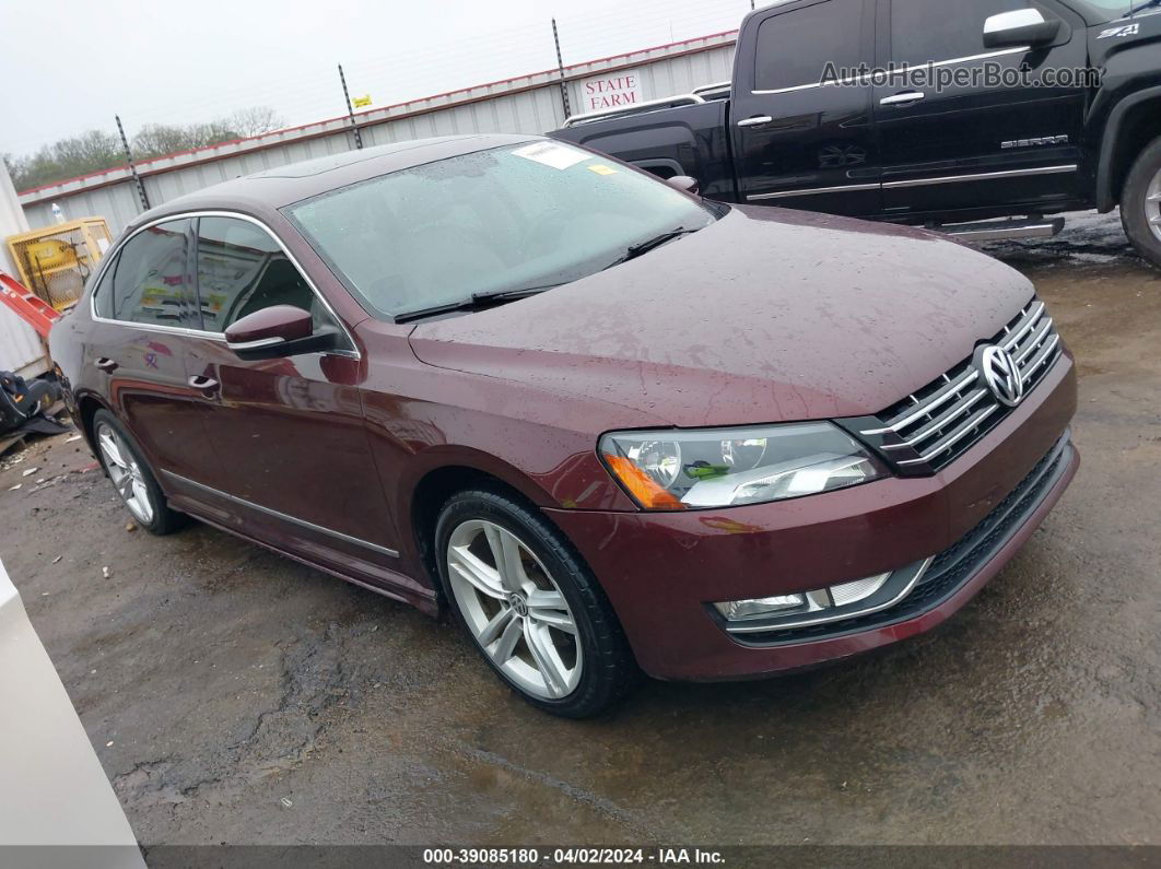 2013 Volkswagen Passat 2.0l Tdi Sel Premium Maroon vin: 1VWCN7A35DC105618