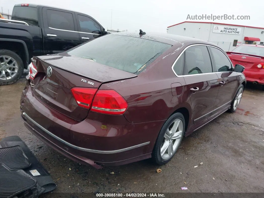 2013 Volkswagen Passat 2.0l Tdi Sel Premium Maroon vin: 1VWCN7A35DC105618