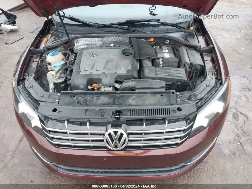 2013 Volkswagen Passat 2.0l Tdi Sel Premium Maroon vin: 1VWCN7A35DC105618