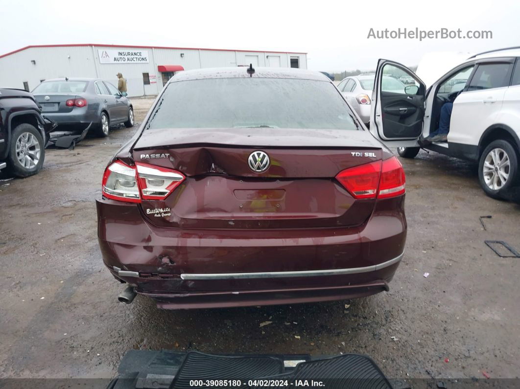 2013 Volkswagen Passat 2.0l Tdi Sel Premium Maroon vin: 1VWCN7A35DC105618