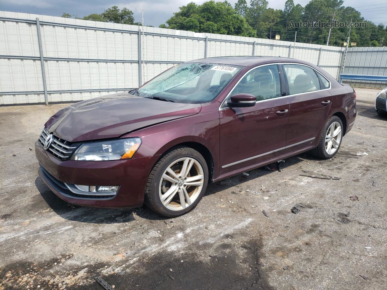 2013 Volkswagen Passat Sel Maroon vin: 1VWCN7A35DC149800