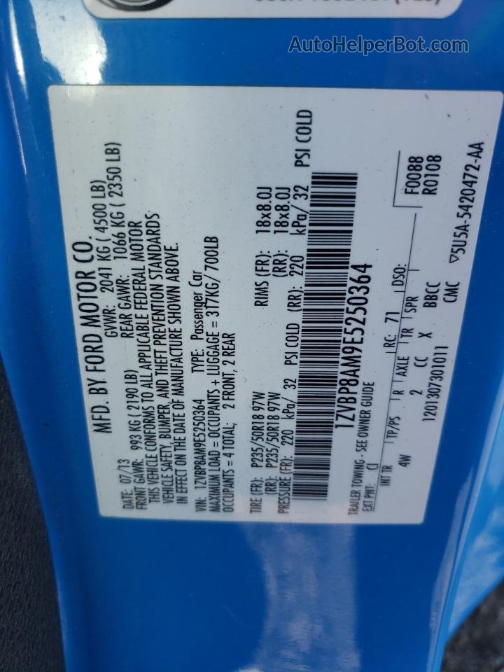 2014 Ford Mustang  Blue vin: 1ZVBP8AM9E5250364