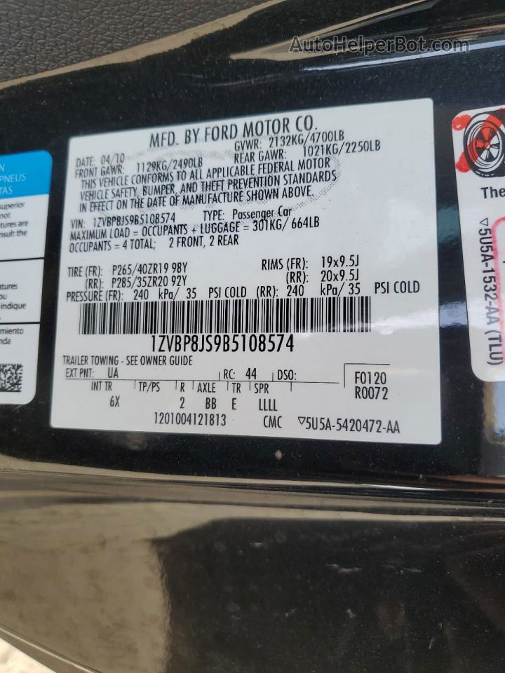 2011 Ford Mustang Shelby Gt500 Black vin: 1ZVBP8JS9B5108574