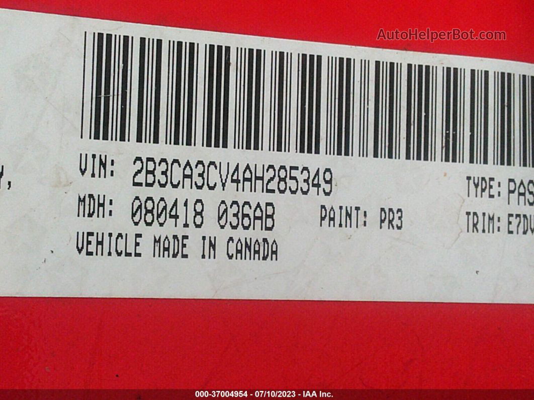 2010 Dodge Charger Sxt Red vin: 2B3CA3CV4AH285349