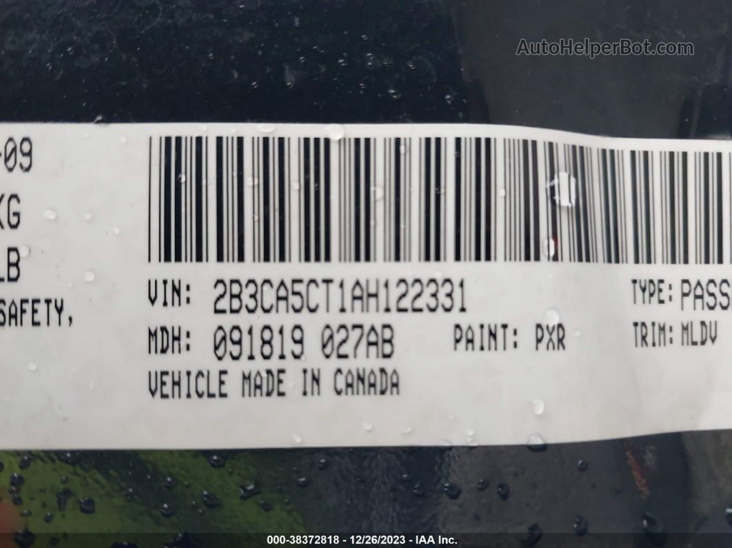 2010 Dodge Charger R/t Black vin: 2B3CA5CT1AH122331