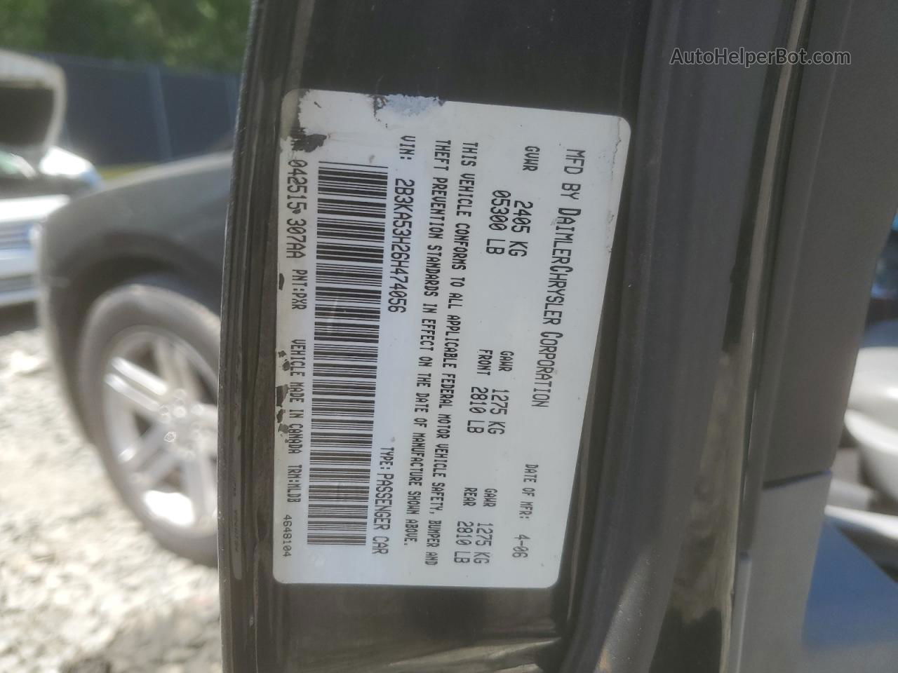2006 Dodge Charger R/t Black vin: 2B3KA53H26H474056