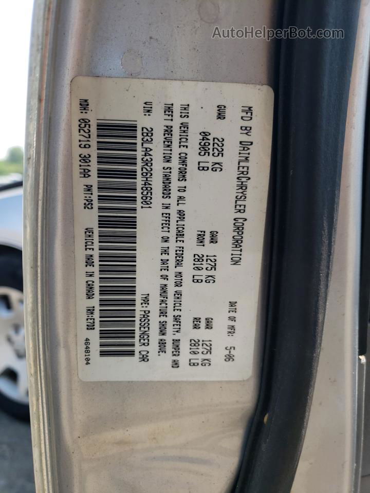 2006 Dodge Charger Se Silver vin: 2B3LA43R26H485601